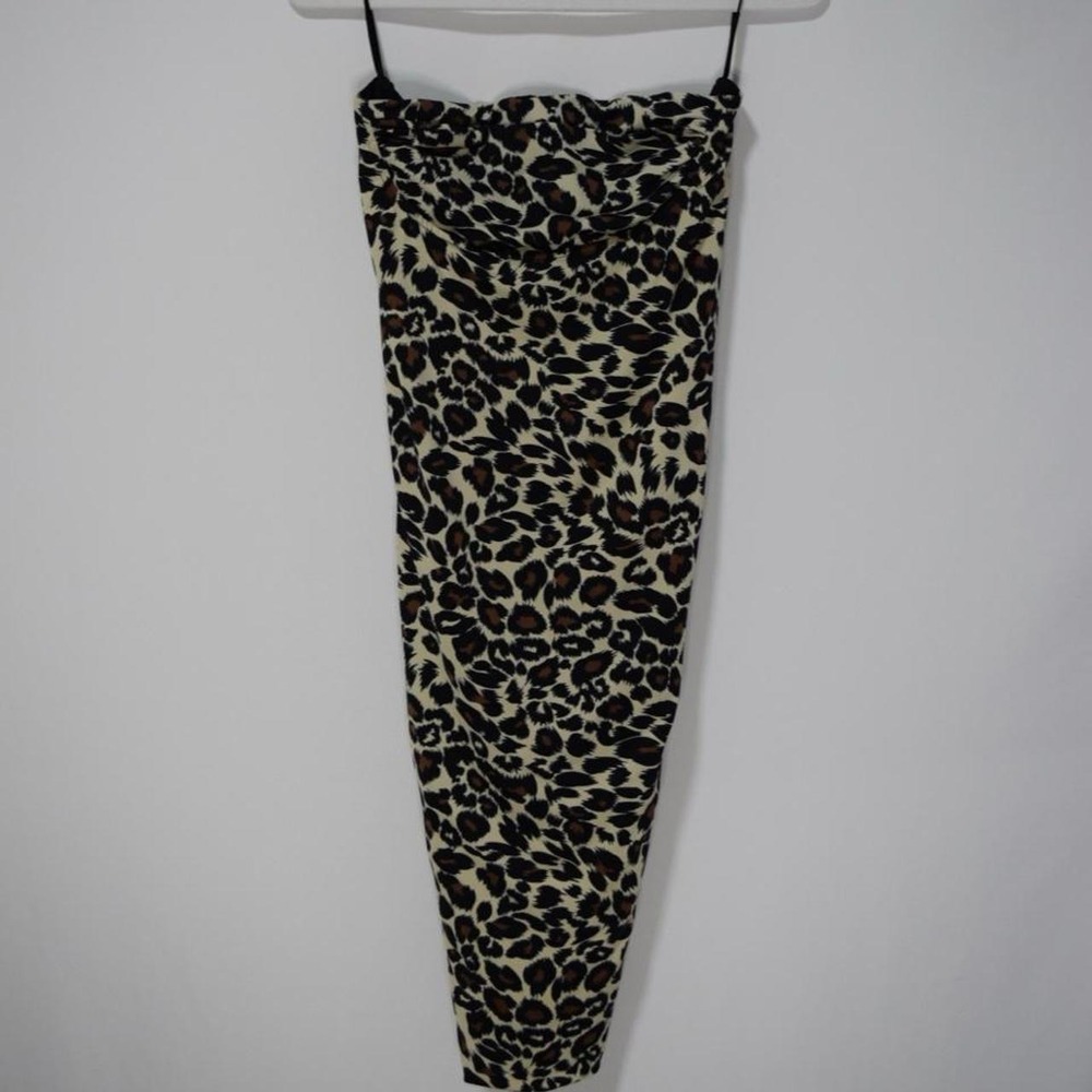 Vintage Wet Seal Leopard Print Bodycon Dress Brown Y2K Glam Size M